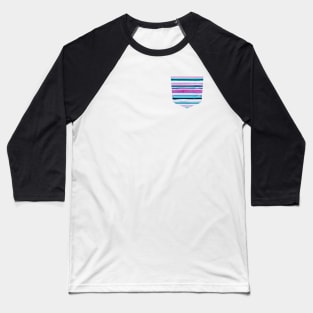 Pocket - Degrade Stripes Watercolor Pink Baseball T-Shirt
